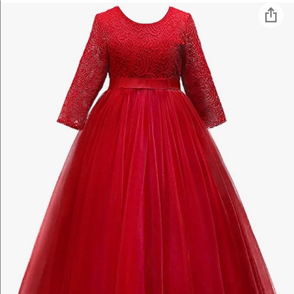 RED LONG PUFFY DRESS FOR KIDS!♥️